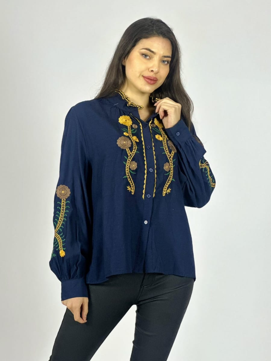 Blusa Bordado Flores y Cuello A1-97