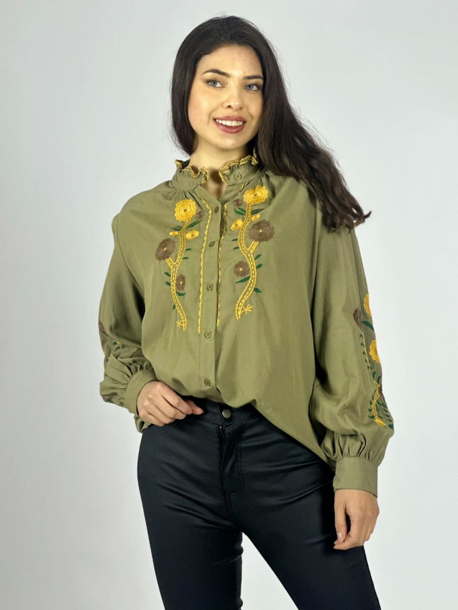 Blusa Bordado Flores y Cuello A1-910