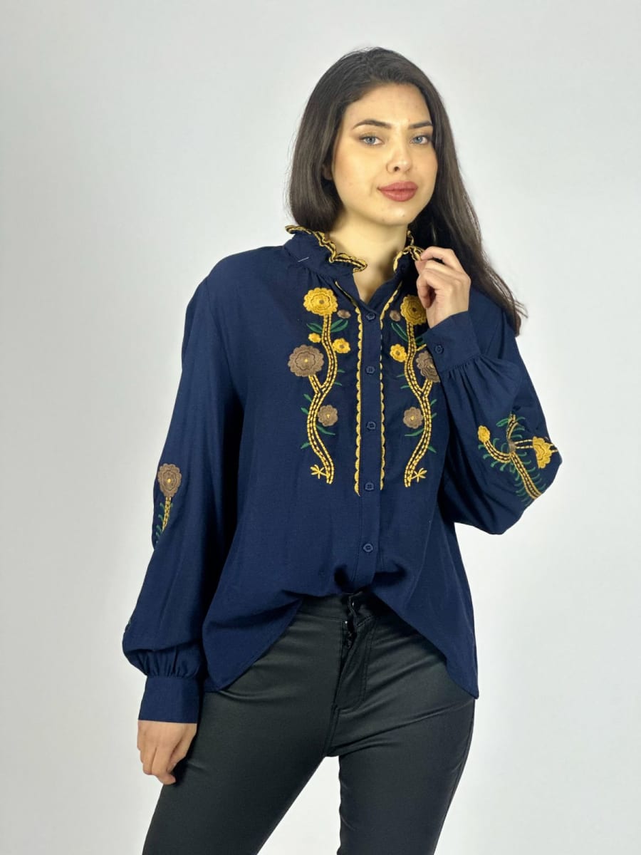 Blusa Bordado Flores y Cuello A1-96