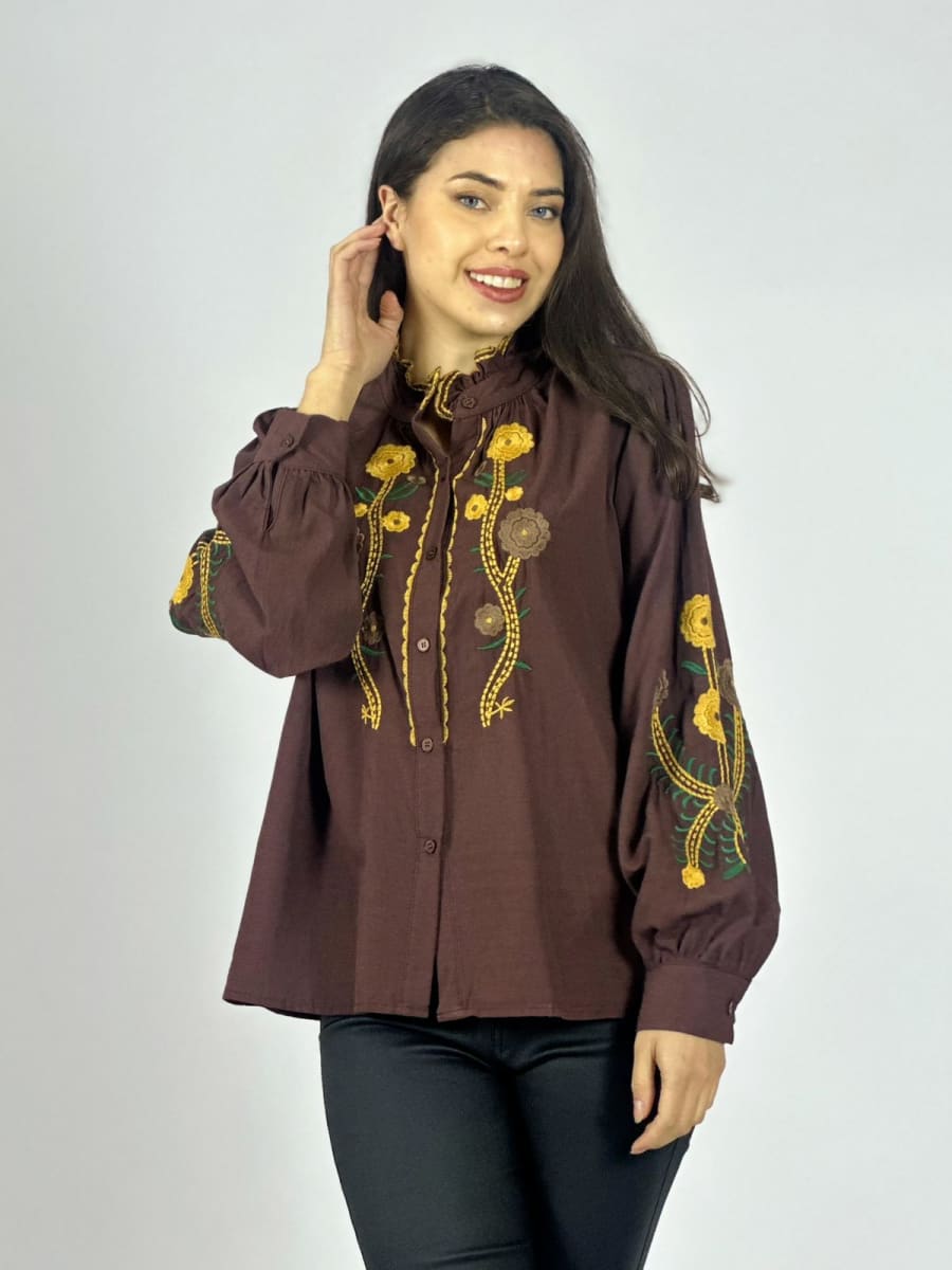Blusa Bordado Flores y Cuello A1-913