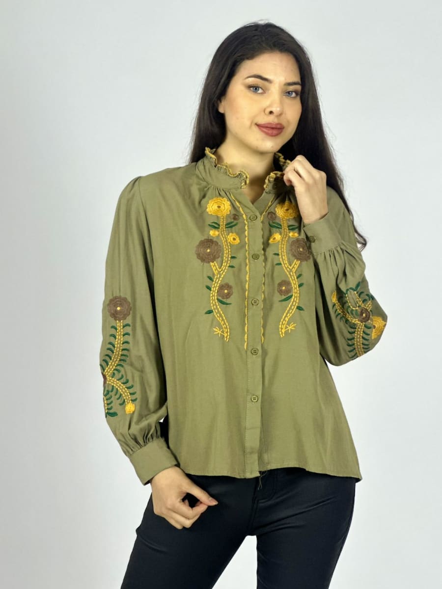Blusa Bordado Flores y Cuello A1-99