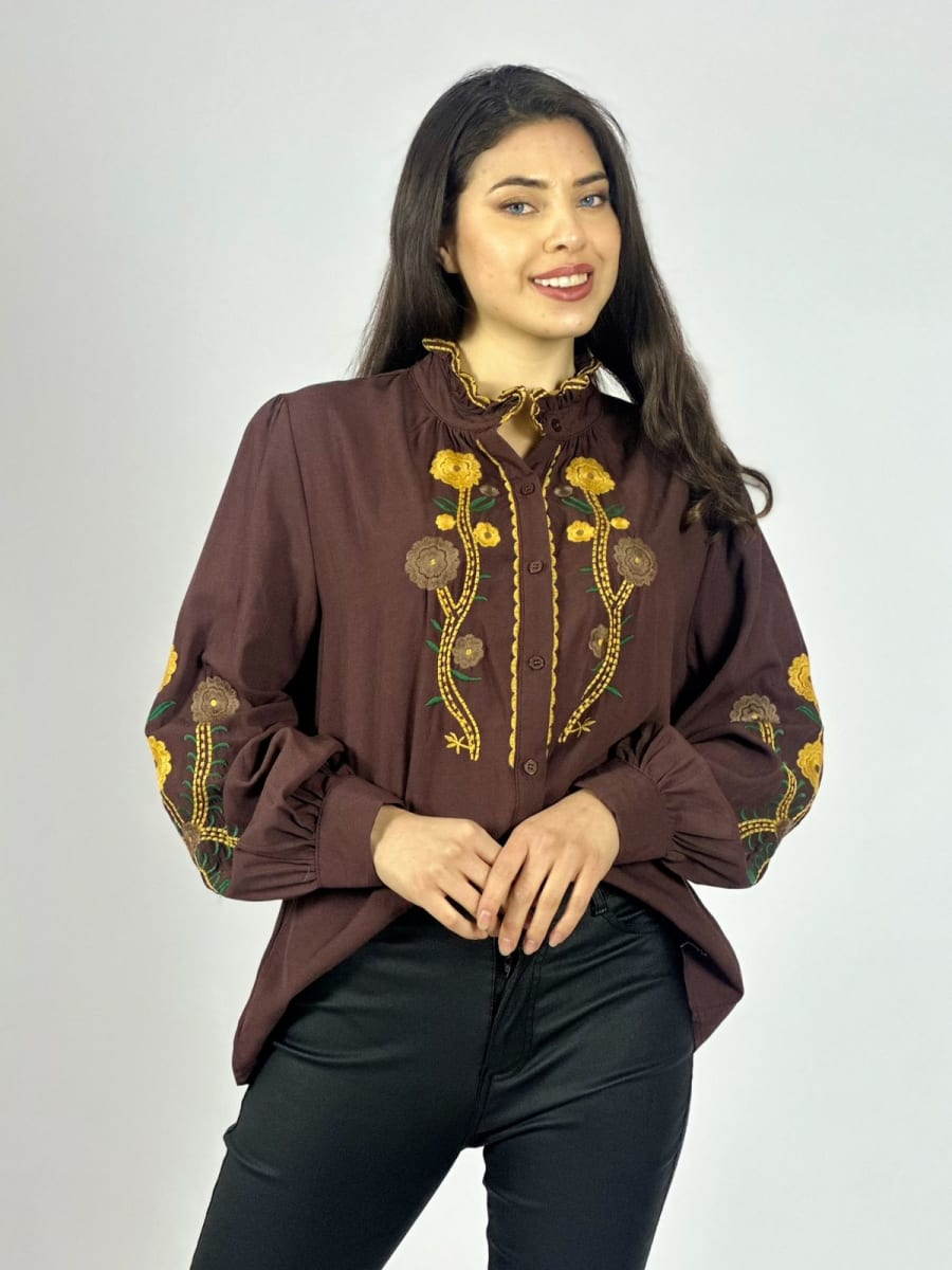 Blusa Bordado Flores y Cuello A1-912