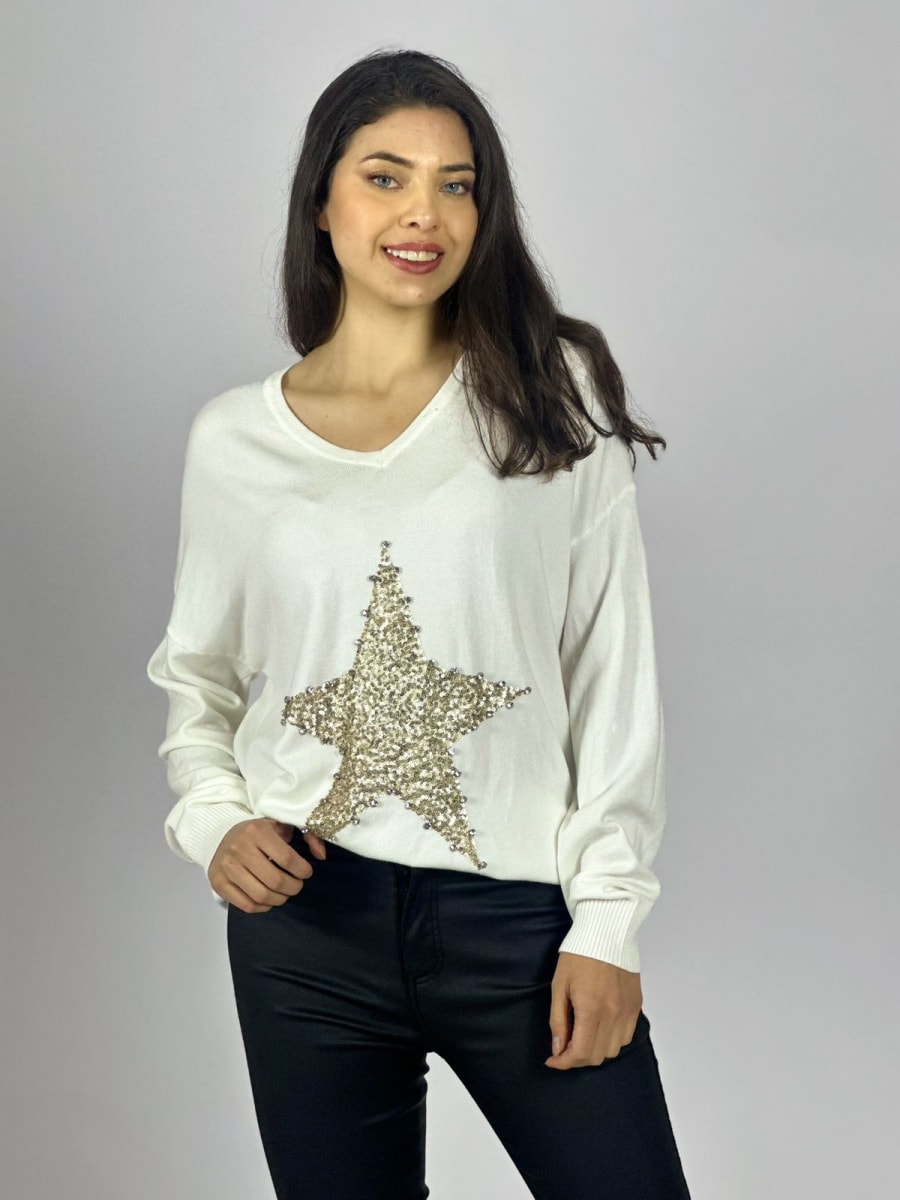 Sweater Spandex Estrella Brillos A4-901