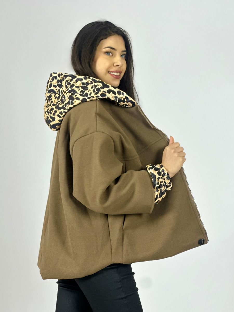 Chaqueta de Paño Puños y Capucha Print A4-919