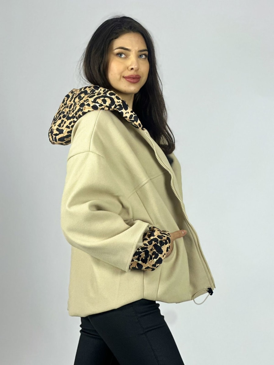 Chaqueta de Paño Puños y Capucha Print A4-9112