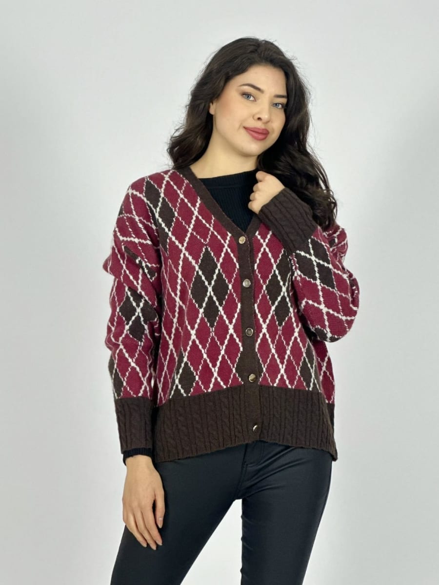 Sweater Lana Diseño Rombos Con Botones Dorados A3-652