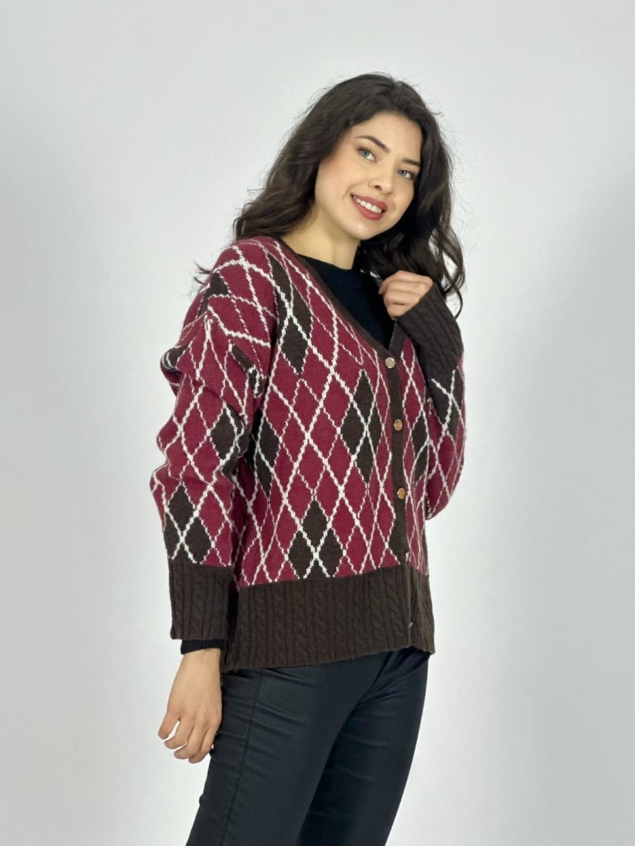 Sweater Lana Diseño Rombos Con Botones Dorados A3-653