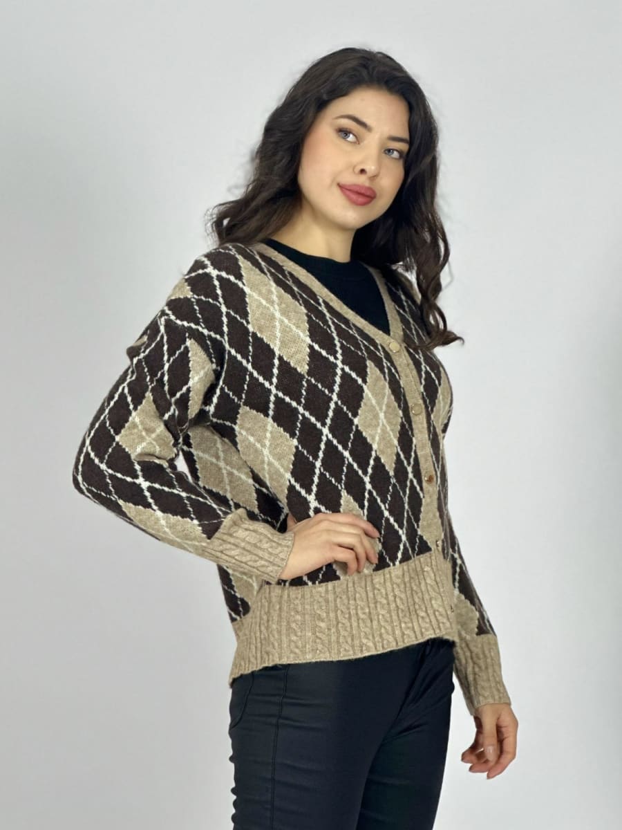 Sweater Lana Diseño Rombos Con Botones Dorados A3-6513