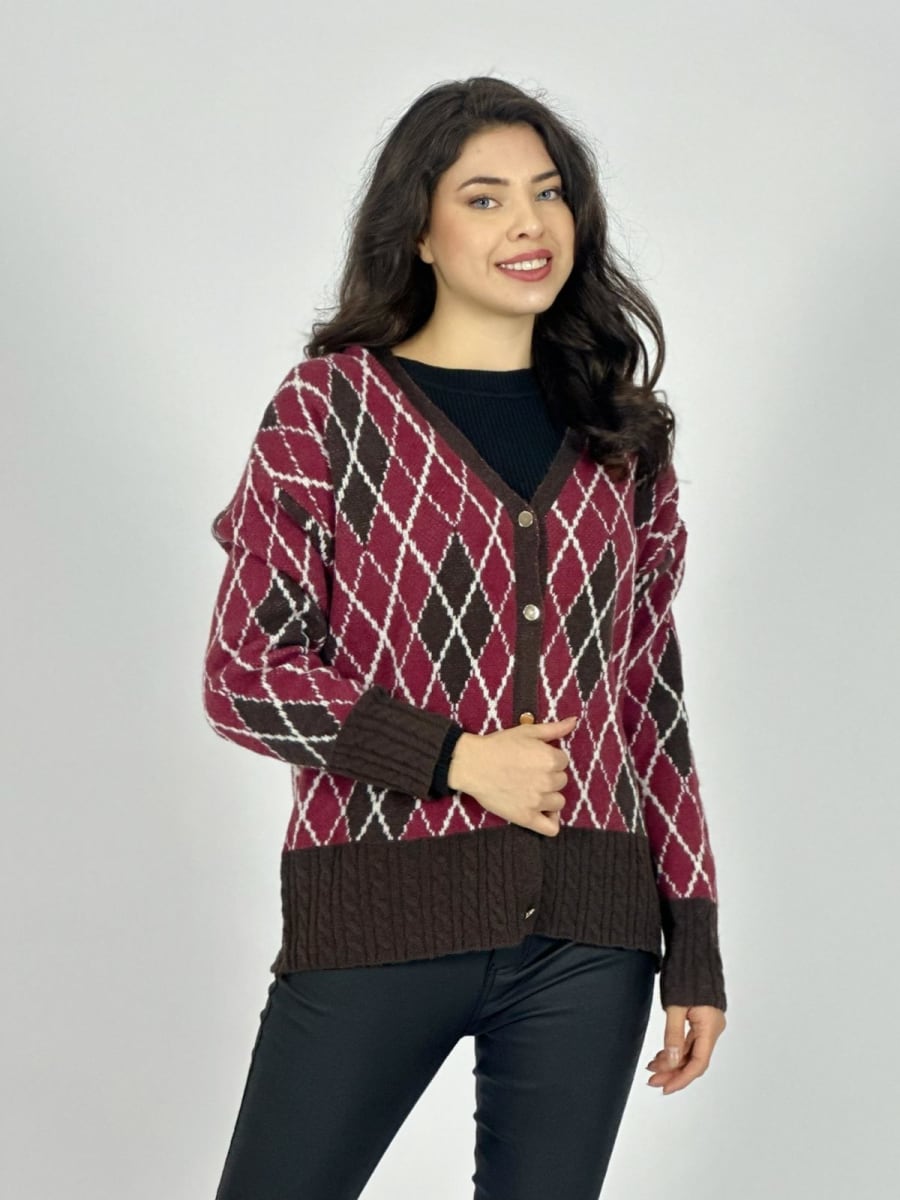 Sweater Lana Diseño Rombos Con Botones Dorados A3-651