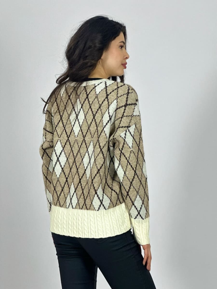 Sweater Lana Diseño Rombos Con Botones Dorados A3-658