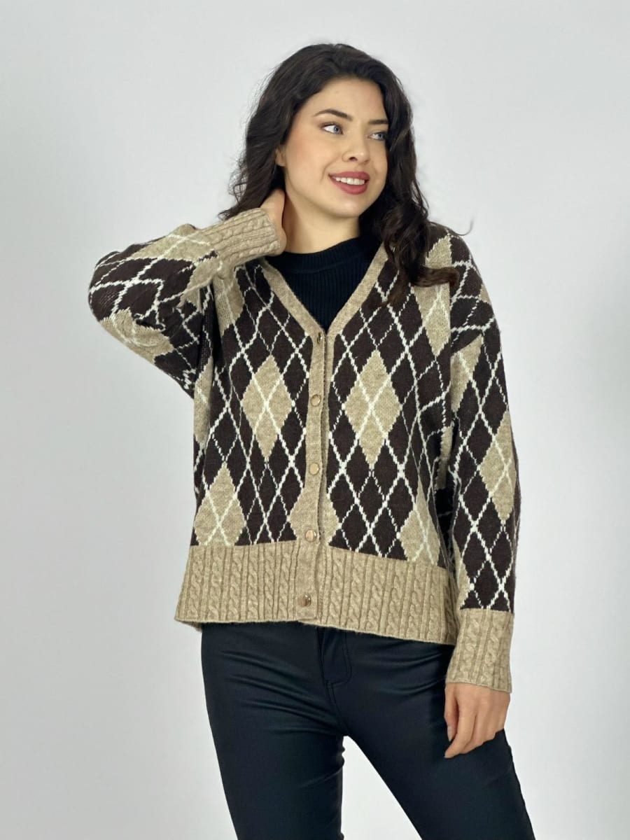 Sweater Lana Diseño Rombos Con Botones Dorados A3-6512