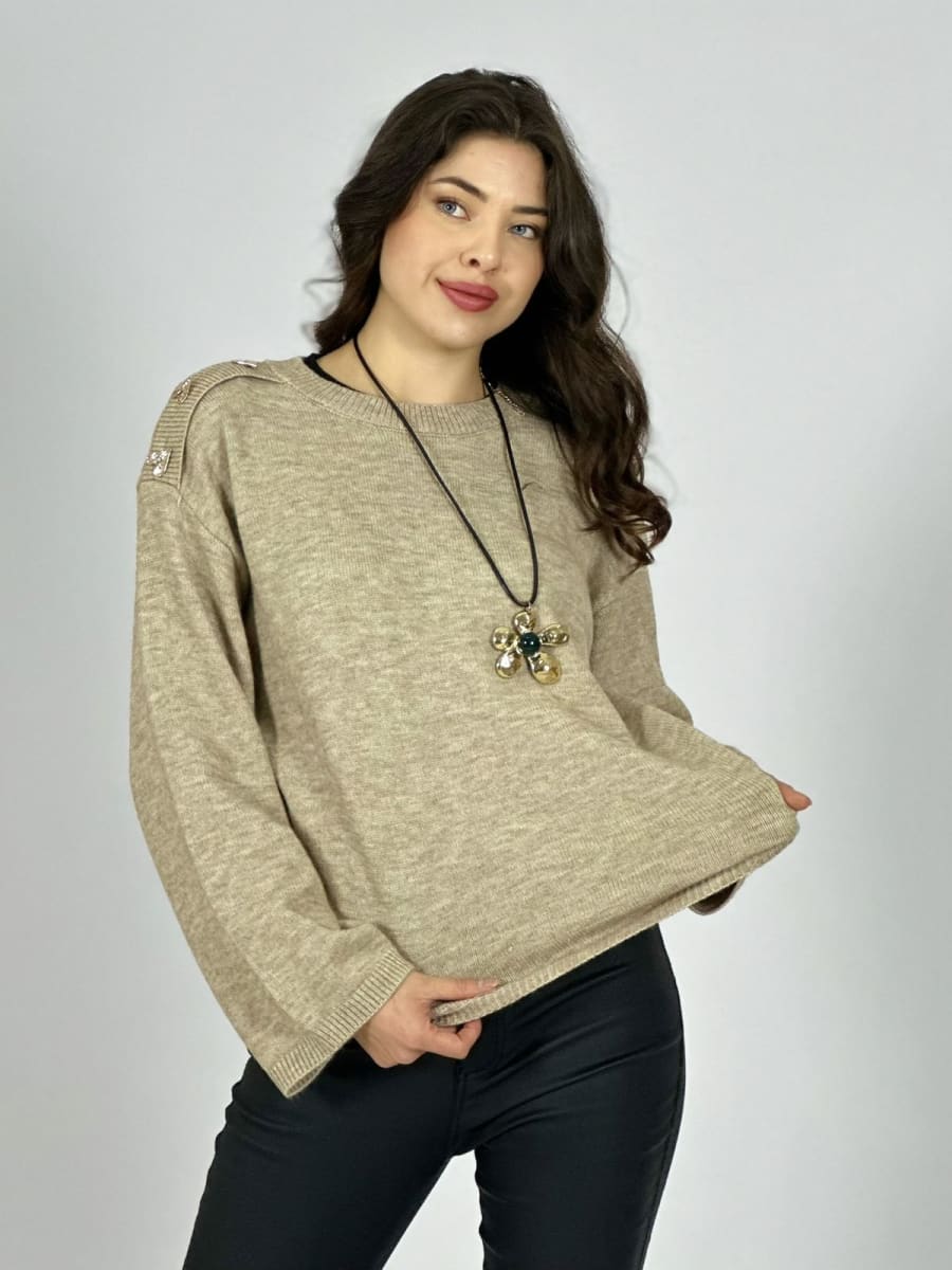 Sweater Lana Corazones Brillantes Hombro A1-1314