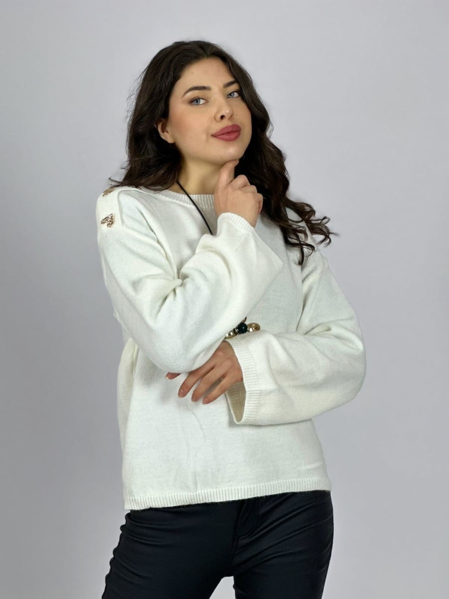 Sweater Lana Corazones Brillantes Hombro A1-132