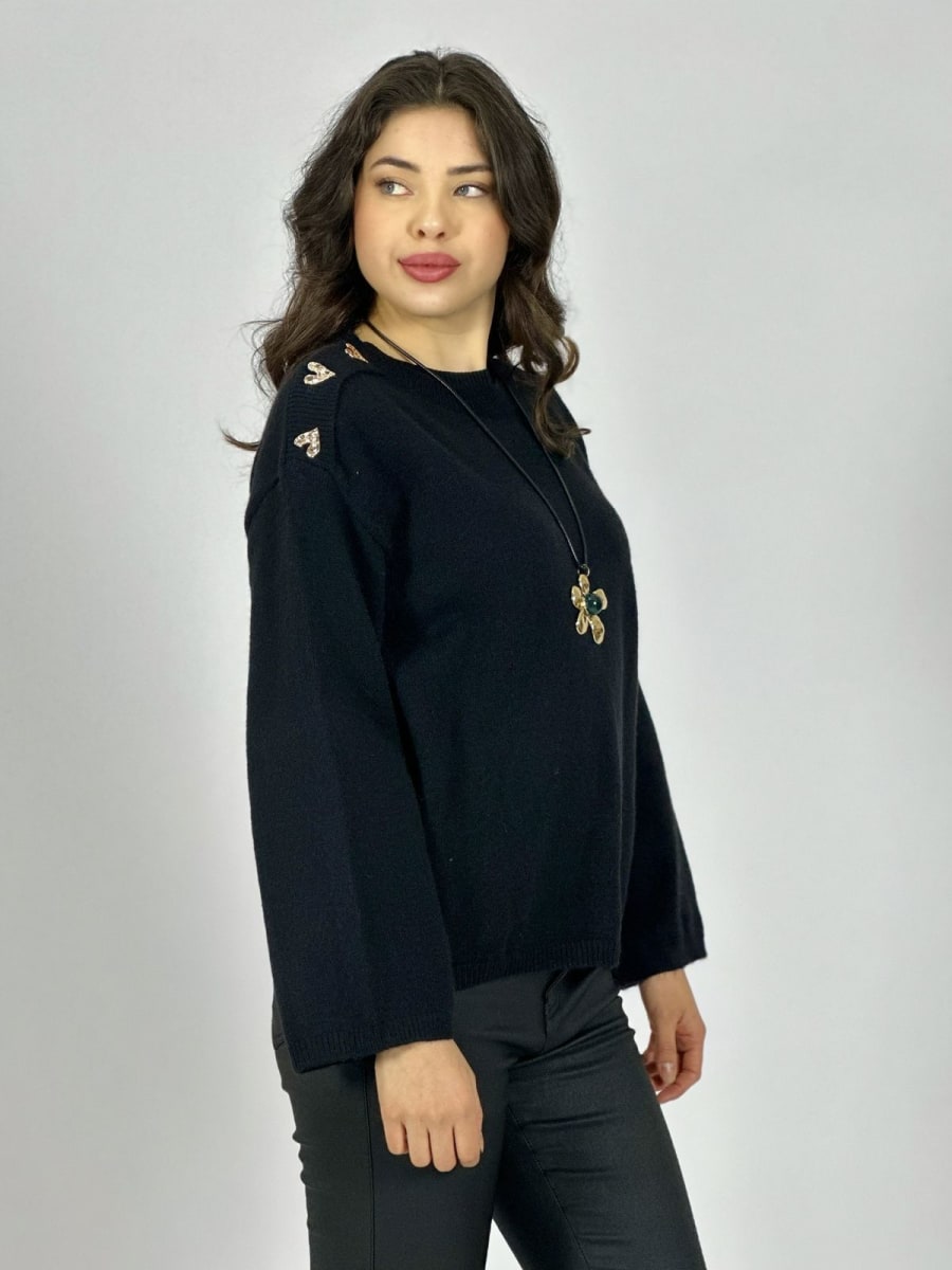 Sweater Lana Corazones Brillantes Hombro A1-135