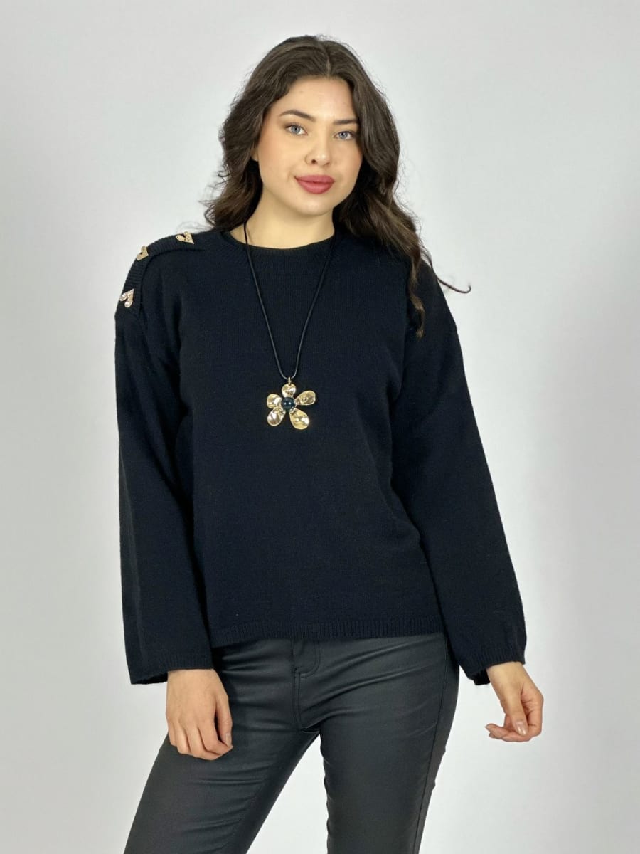 Sweater Lana Corazones Brillantes Hombro A1-134