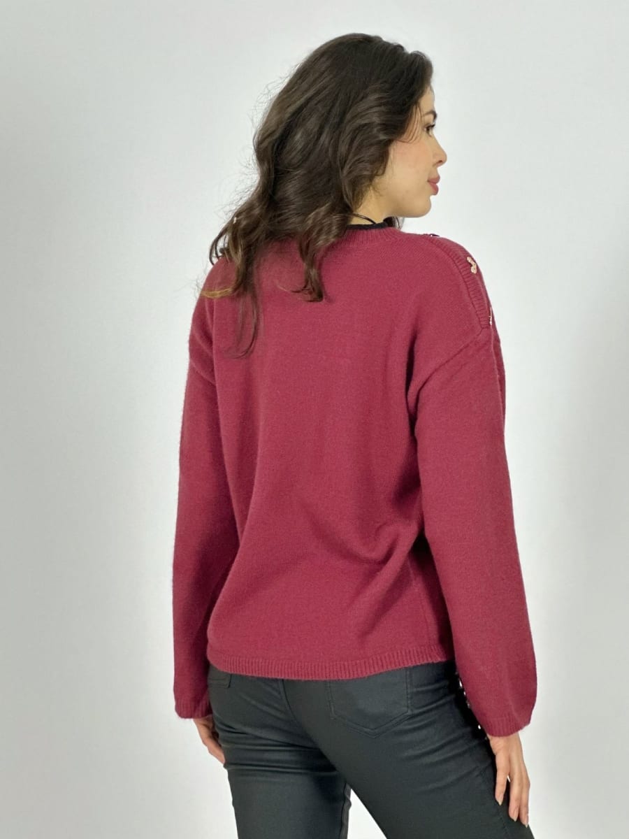 Sweater Lana Corazones Brillantes Hombro A1-1311