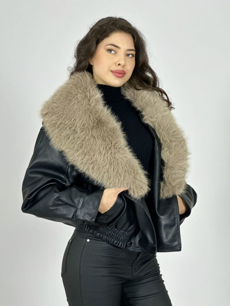 Bomber Eco Cuero con Cuello Desmontable B3-144//1592