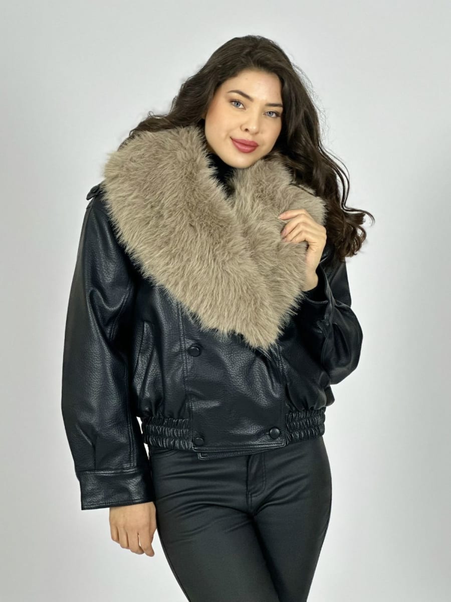 Bomber Eco Cuero con Cuello Desmontable B3-144//1591