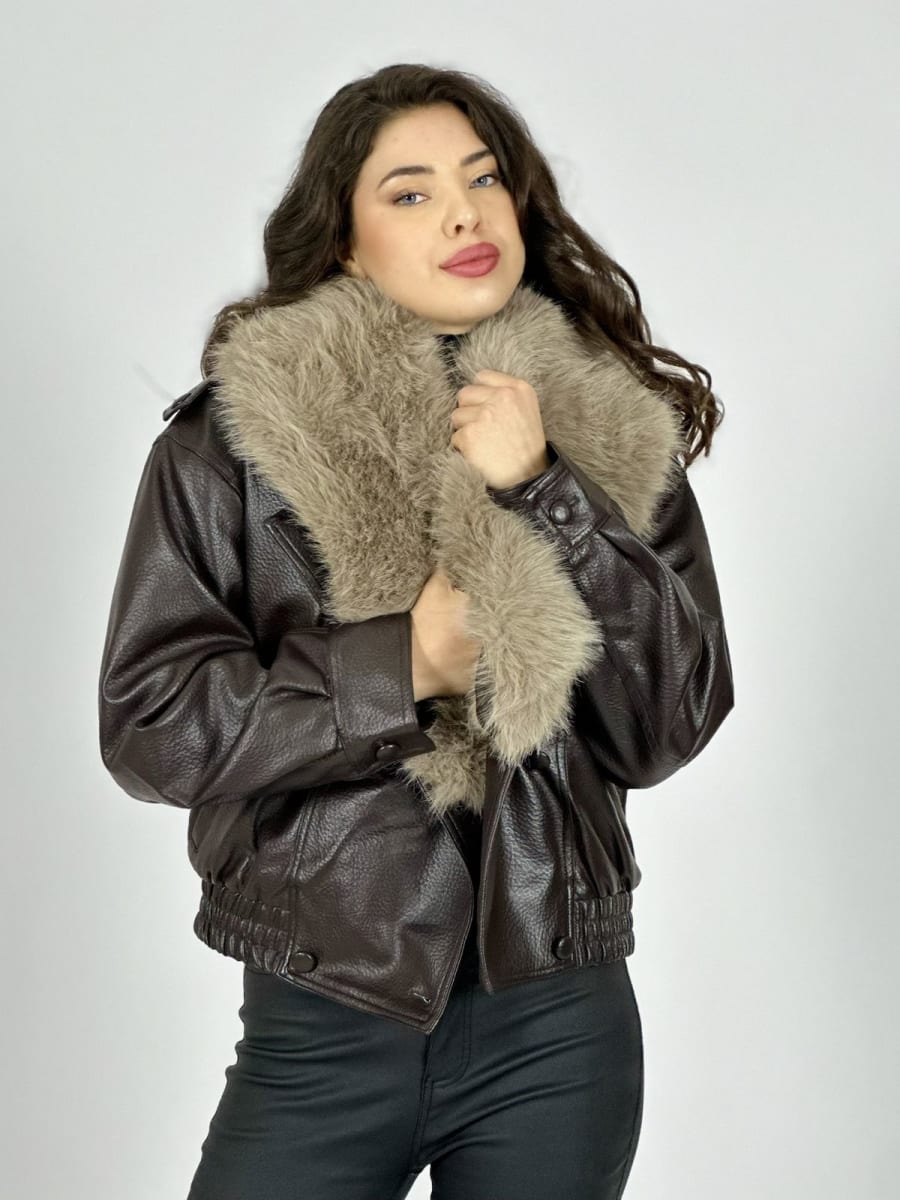 Bomber Eco Cuero con Cuello Desmontable B3-144//1594