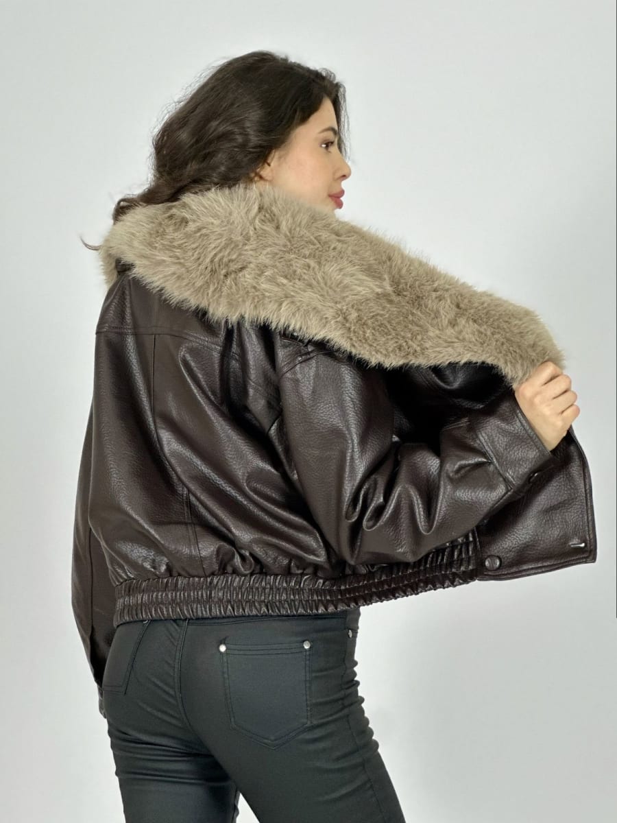 Bomber Eco Cuero con Cuello Desmontable B3-144//1597