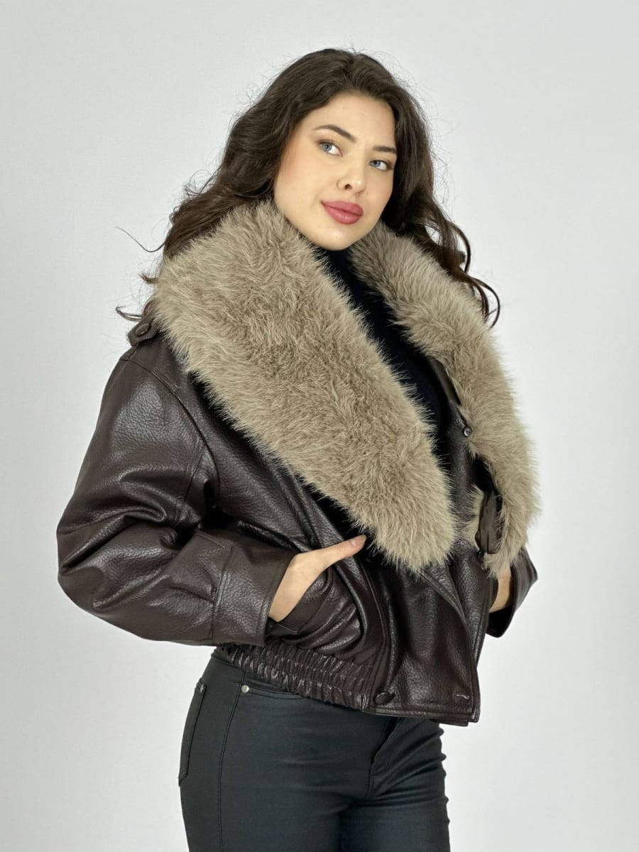 Bomber Eco Cuero con Cuello Desmontable B3-144//1595