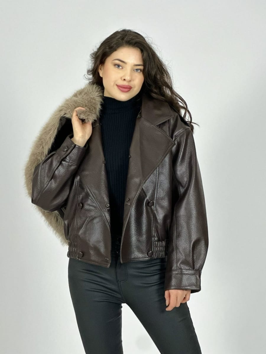 Bomber Eco Cuero con Cuello Desmontable B3-144//1598