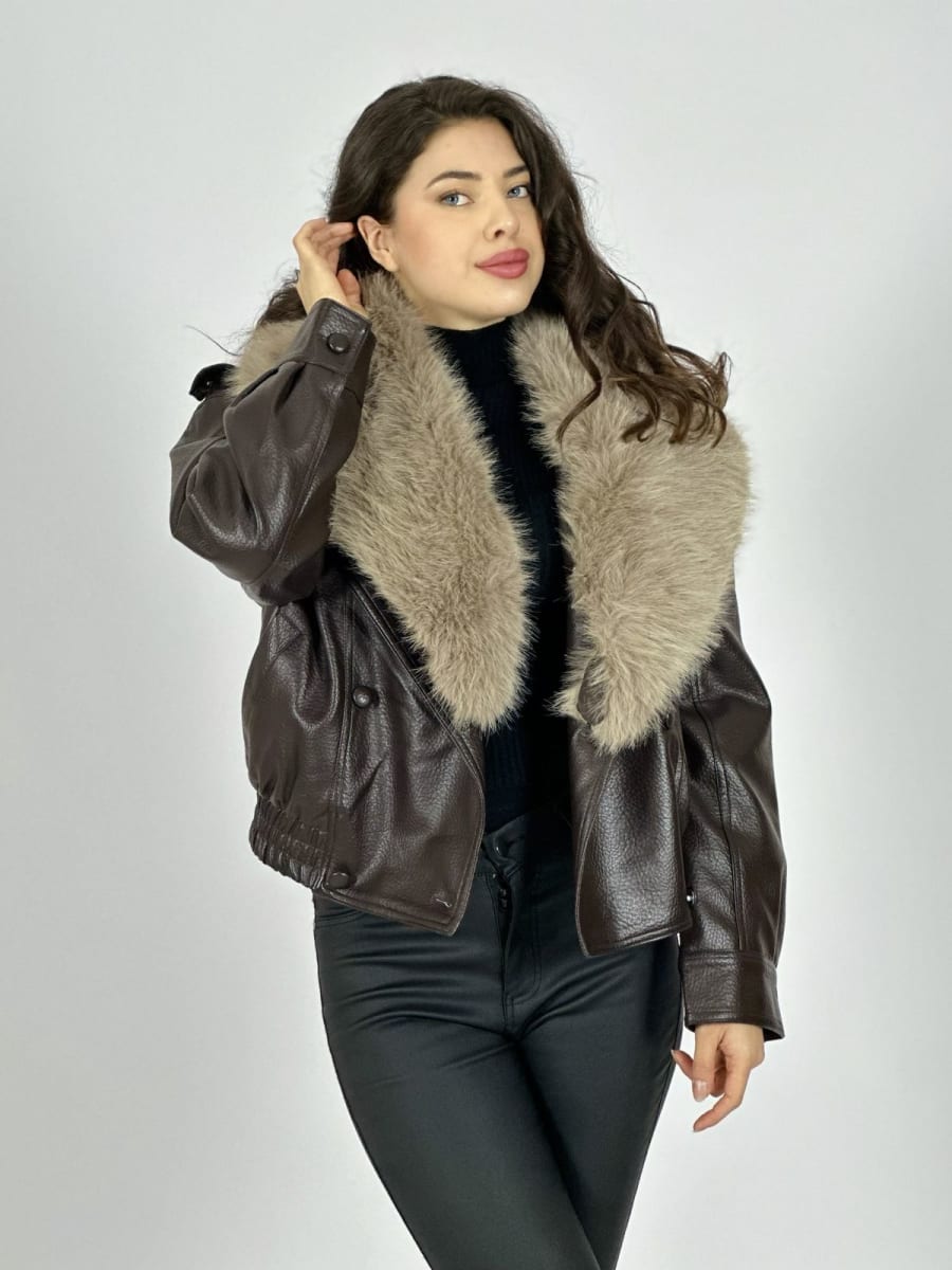 Bomber Eco Cuero con Cuello Desmontable B3-144//1596