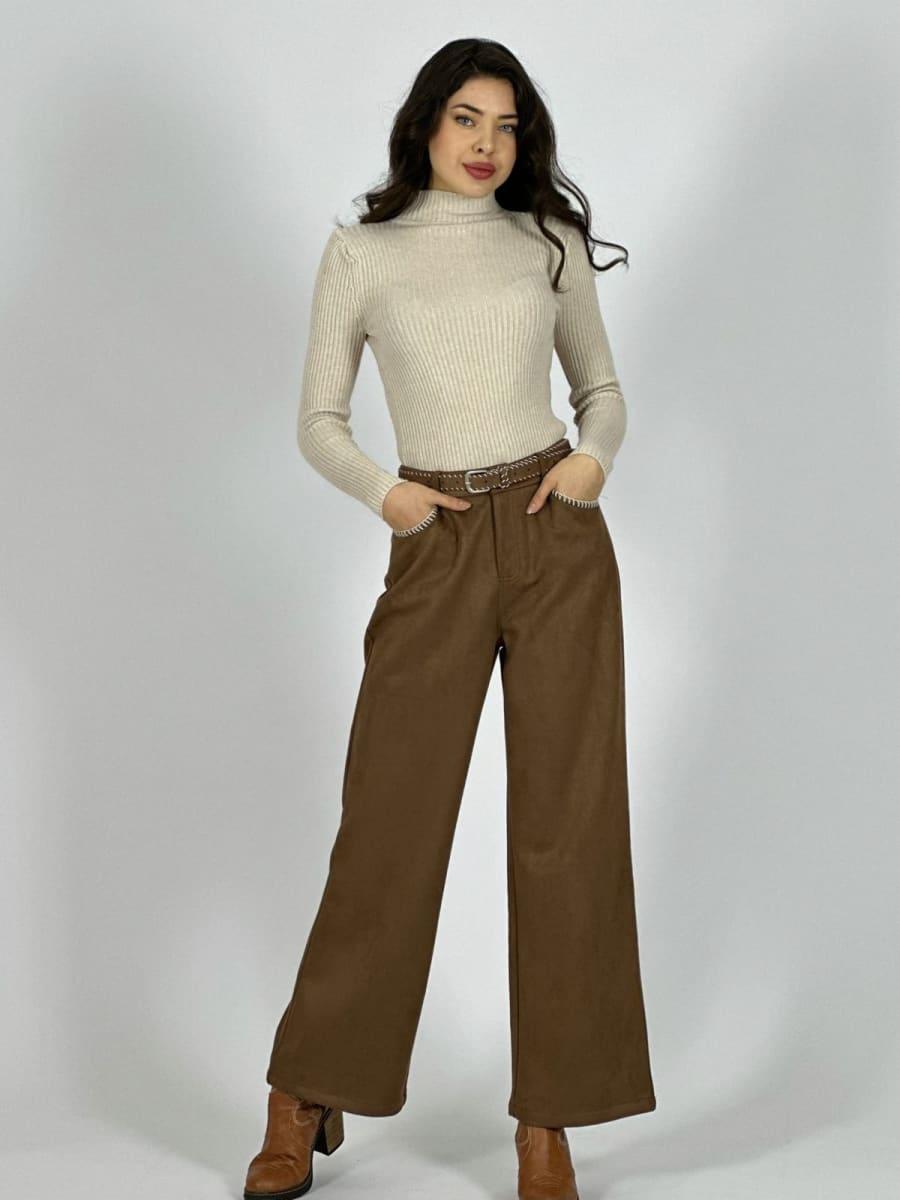 Pantalon de Gamuza Cocido con Cinturon A1-16/227