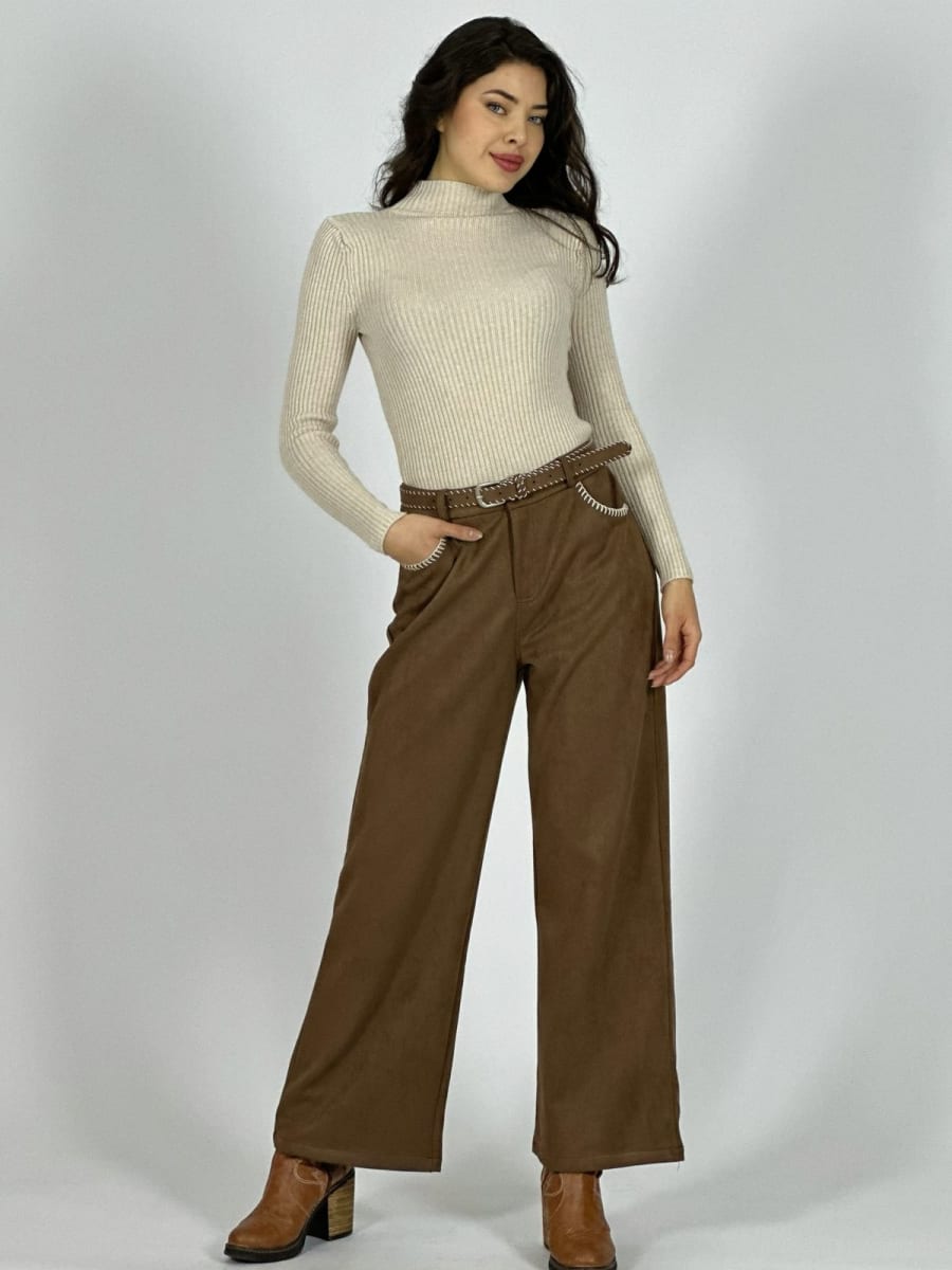 Pantalon de Gamuza Cocido con Cinturon A1-16/2210