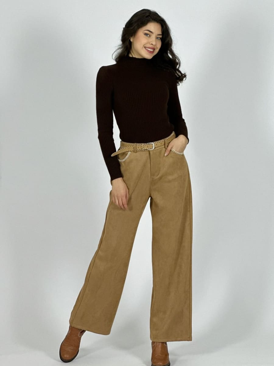Pantalon de Gamuza Cocido con Cinturon A1-16/225