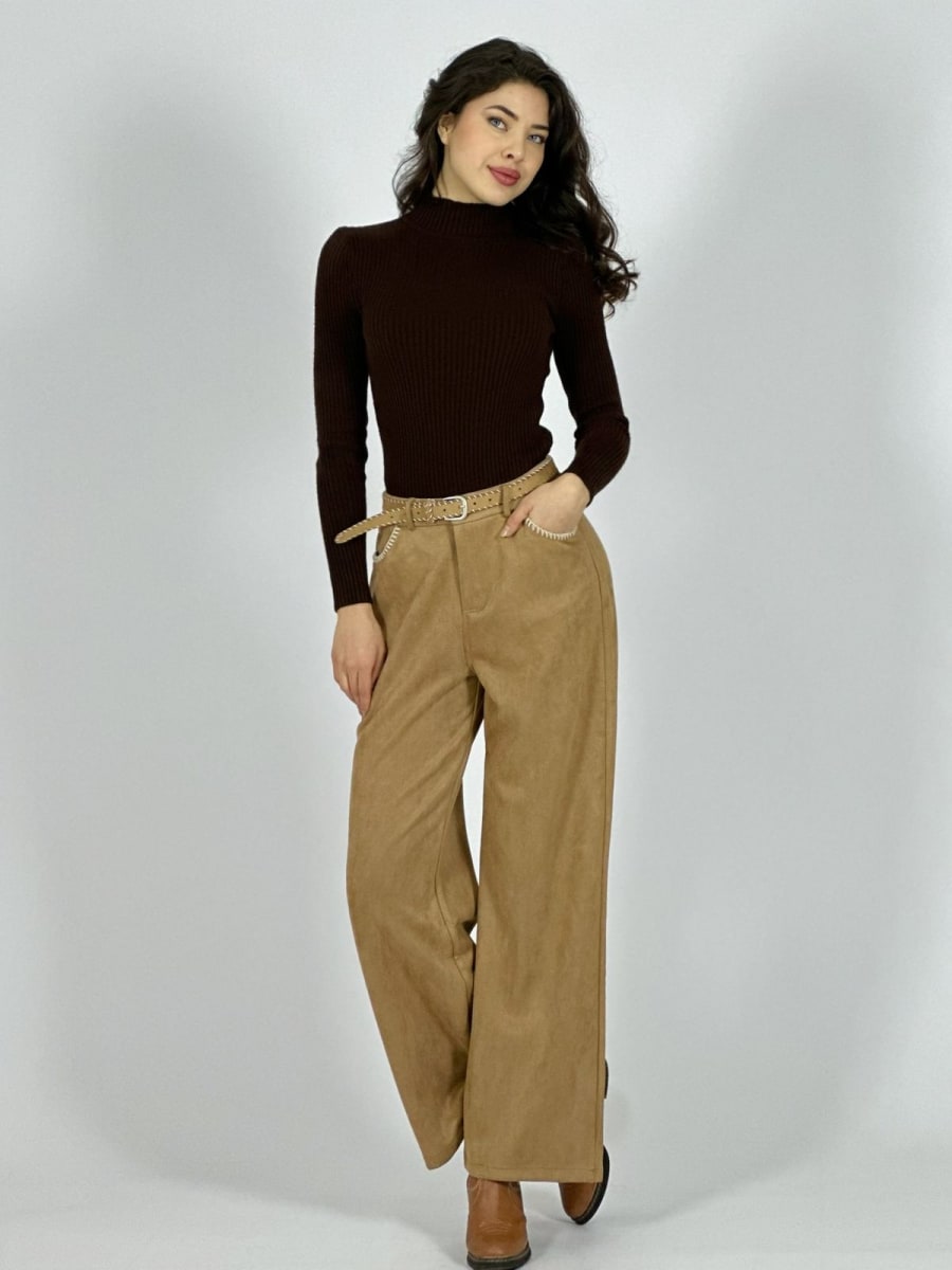 Pantalon de Gamuza Cocido con Cinturon A1-16/224