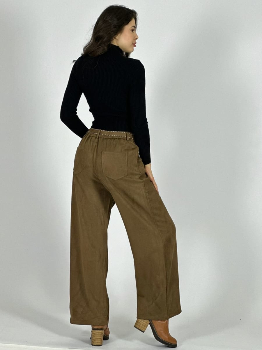 Pantalon de Gamuza Cocido con Cinturon A1-16/223