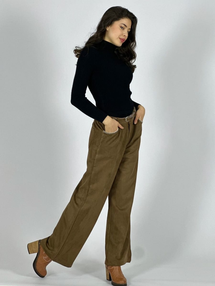 Pantalon de Gamuza Cocido con Cinturon A1-16/222