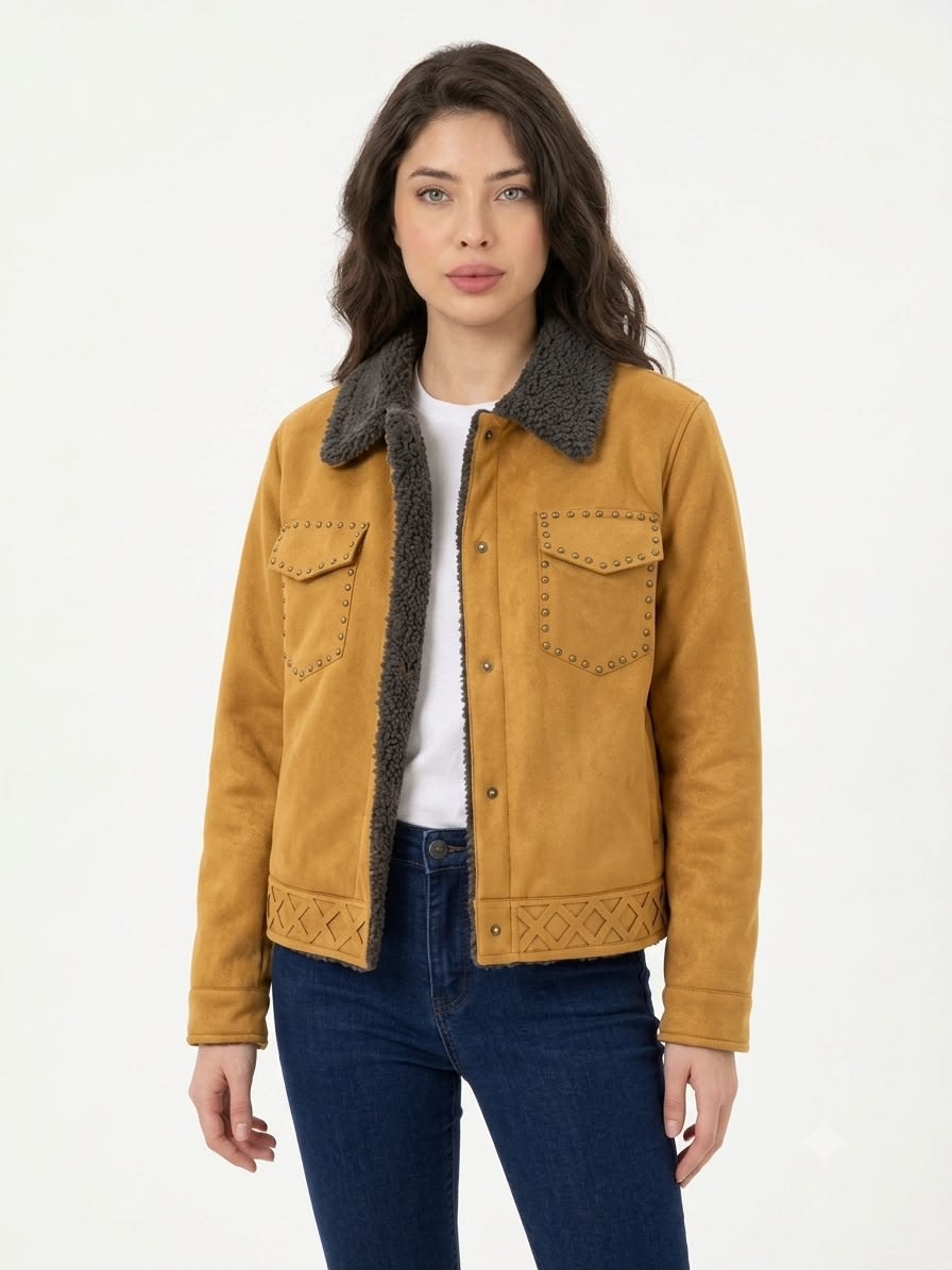 Chaqueta Gamuza Achiporrada Tachas en Bolsillos B1-96/981