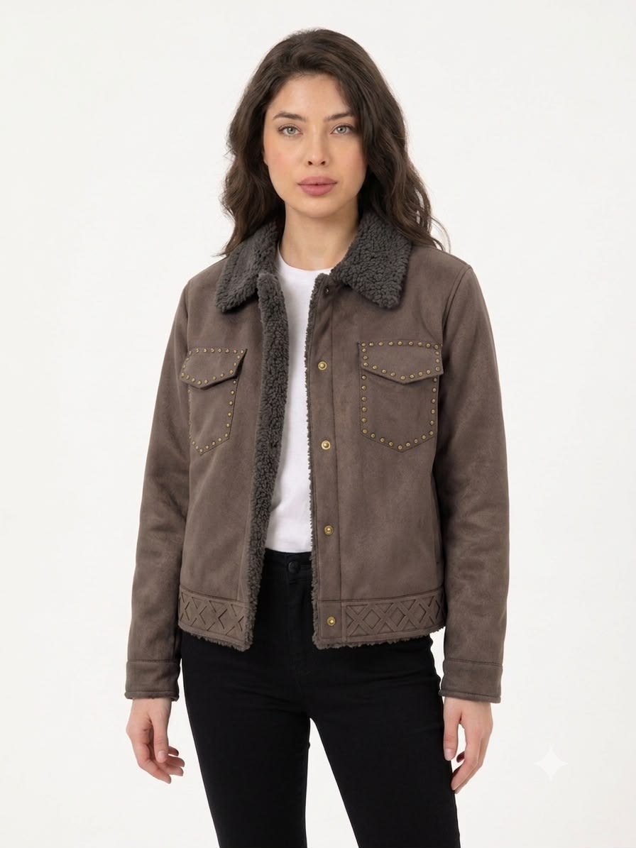 Chaqueta Gamuza Achiporrada Tachas en Bolsillos B1-96/982