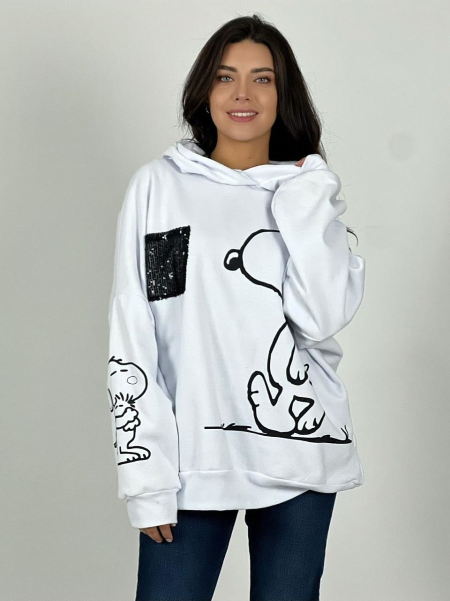 Poleron Algodon Snoopy Cuadro Brillo A6