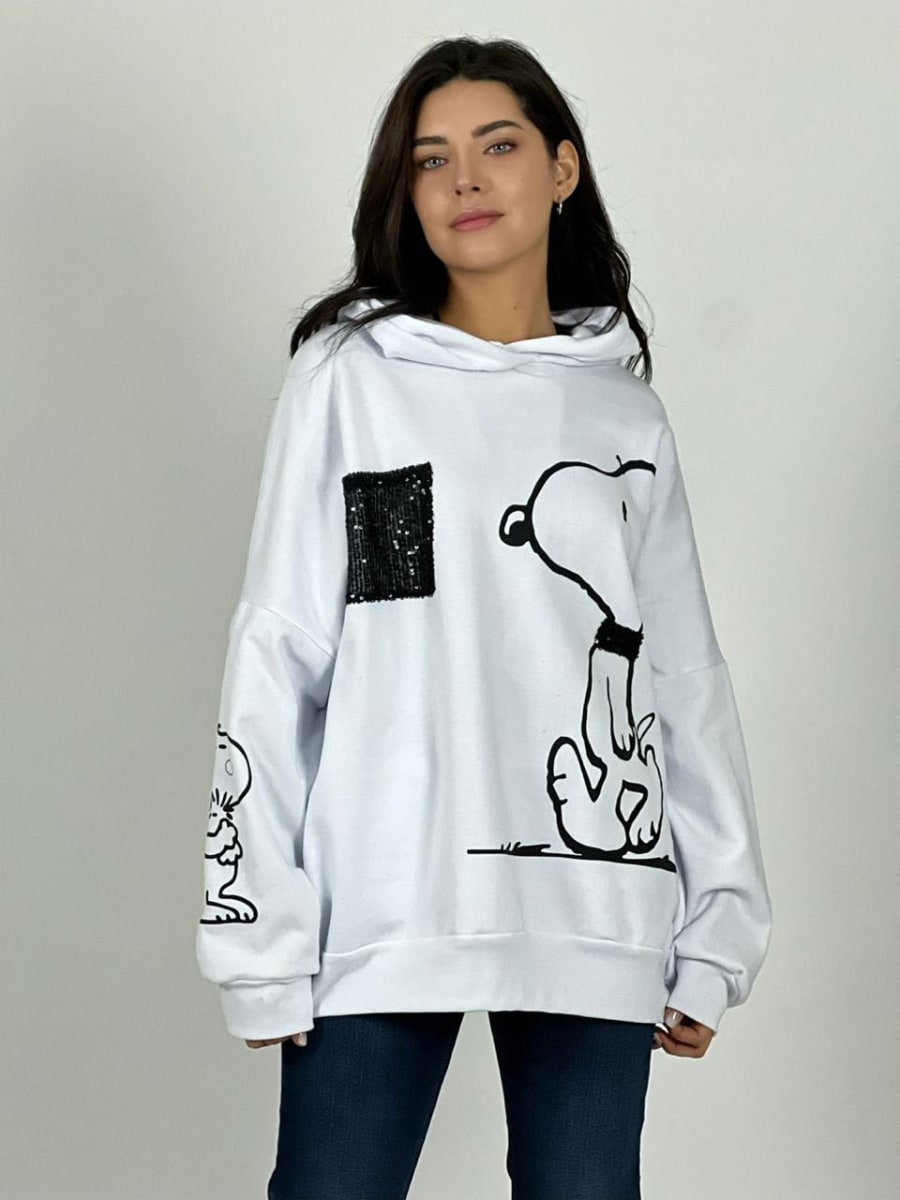 Poleron Algodon Snoopy Cuadro Brillo A7
