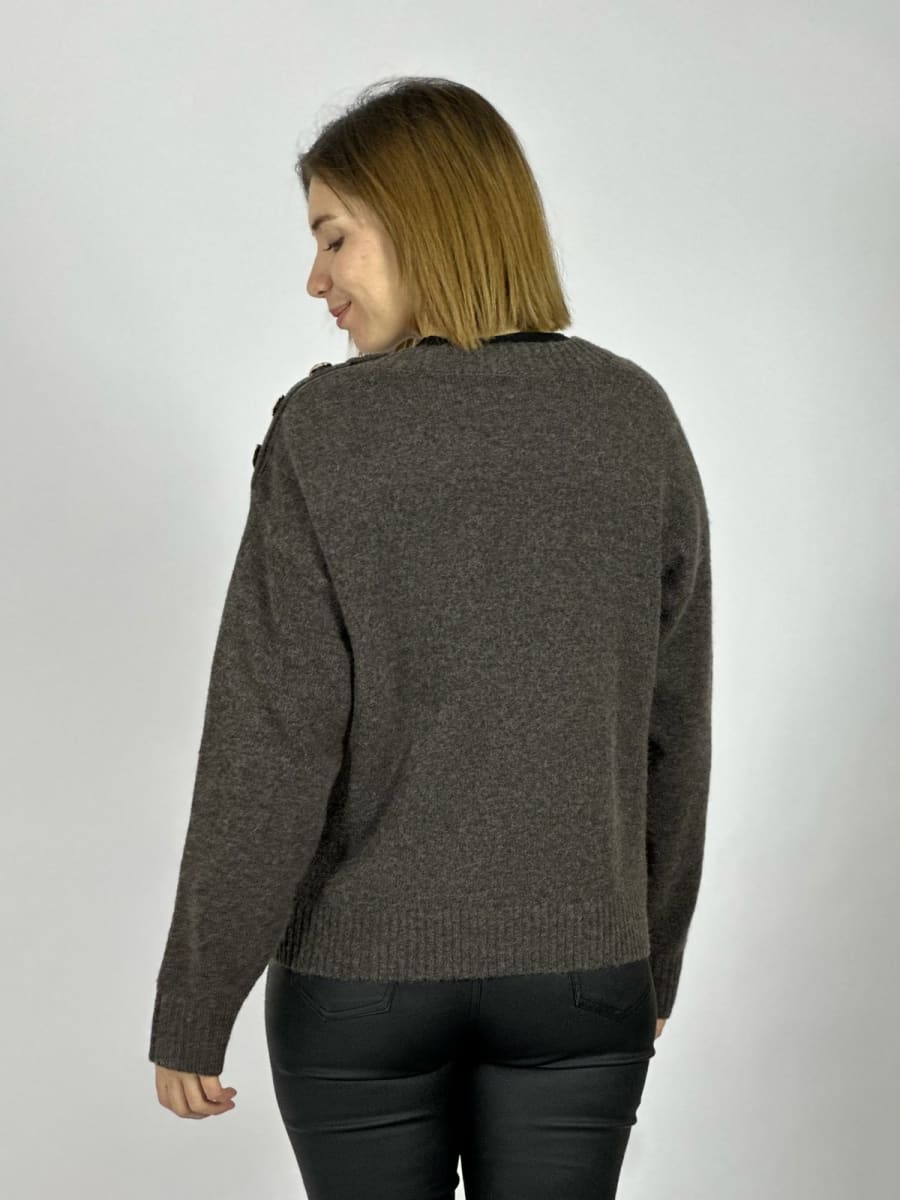 Sweater Spandex Lana Botones Dorados Hombro A3-763