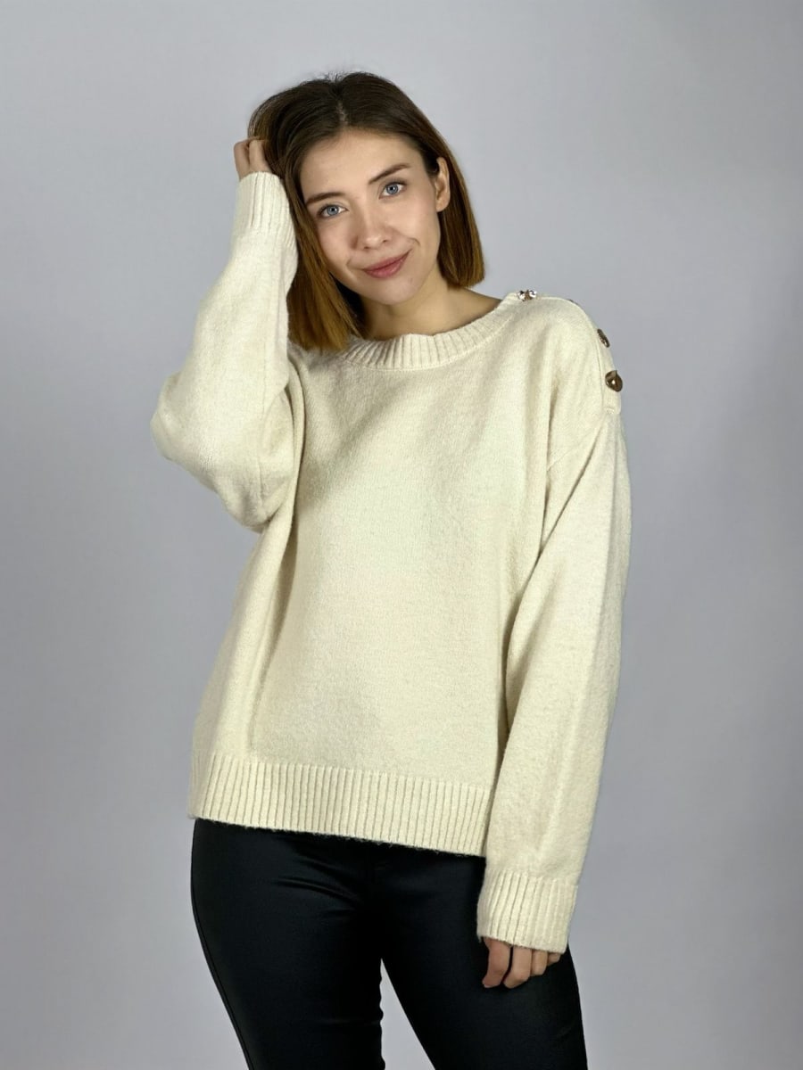 Sweater Spandex Lana Botones Dorados Hombro A3-765