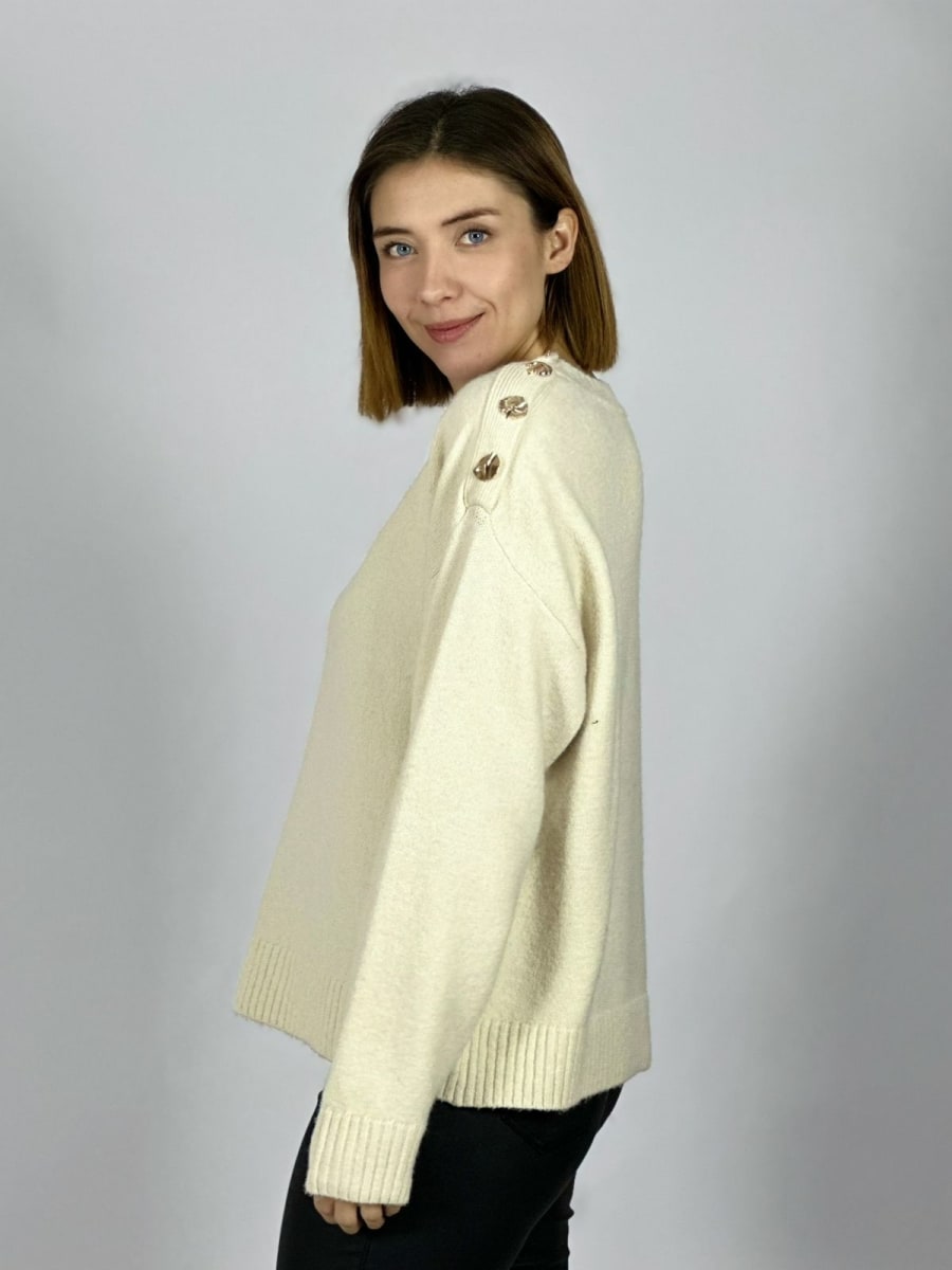 Sweater Spandex Lana Botones Dorados Hombro A3-766