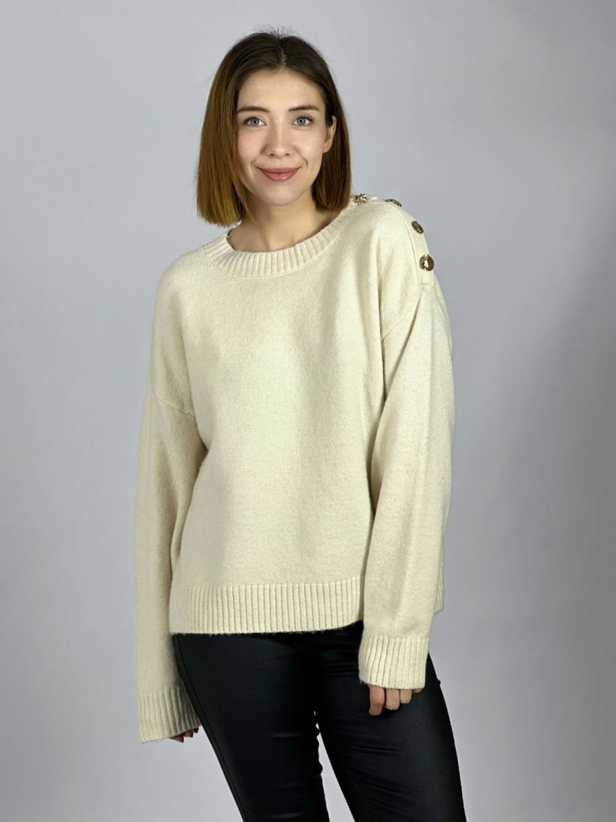 Sweater Spandex Lana Botones Dorados Hombro A3-764