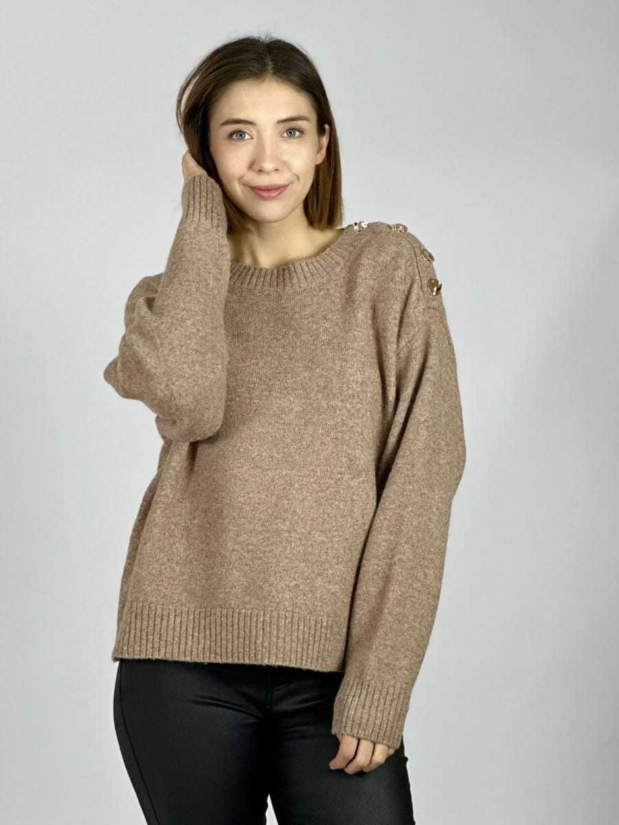 Sweater Spandex Lana Botones Dorados Hombro A3-767