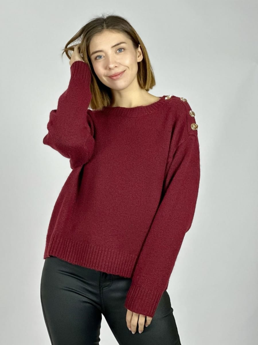 Sweater Spandex Lana Botones Dorados Hombro A3-7613