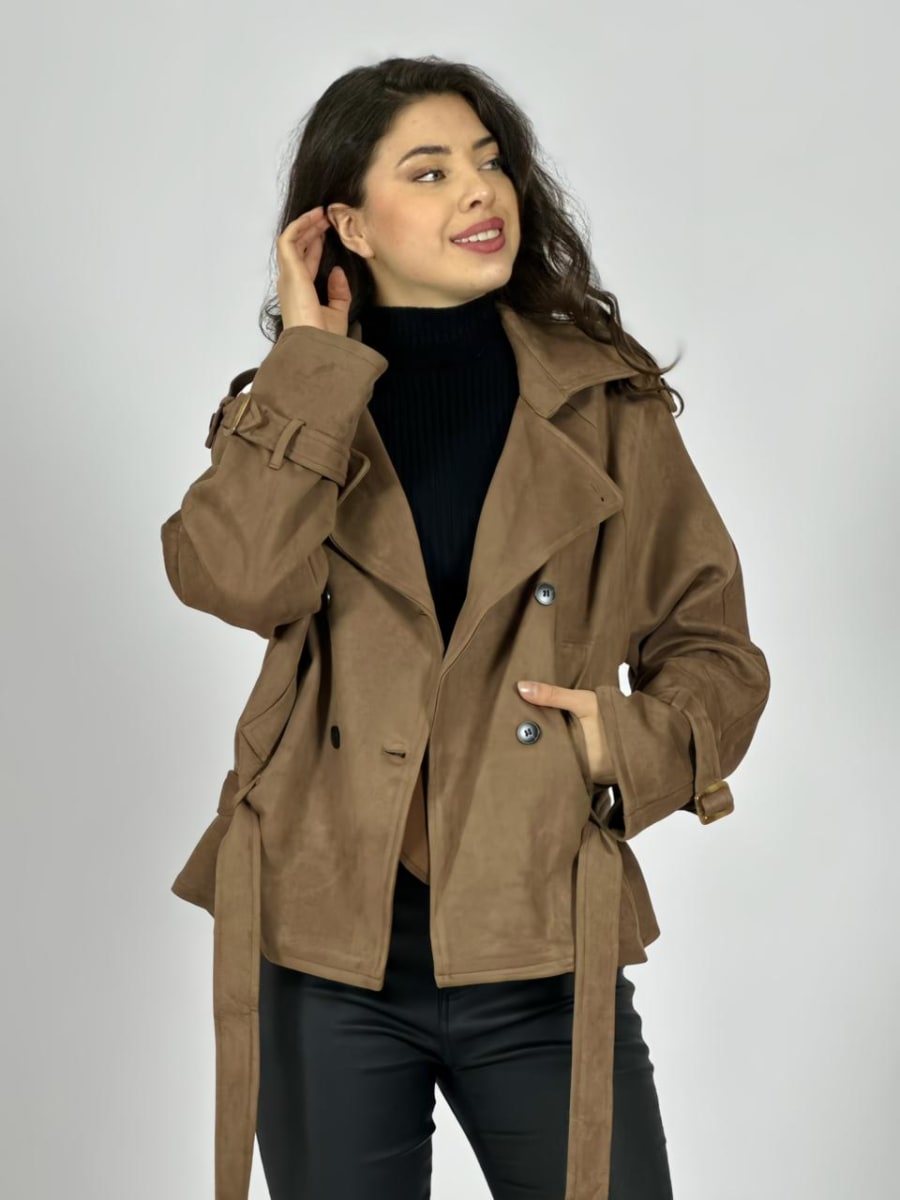 Chaqueta Gamuza 4 Botones con Cinturon A1-352