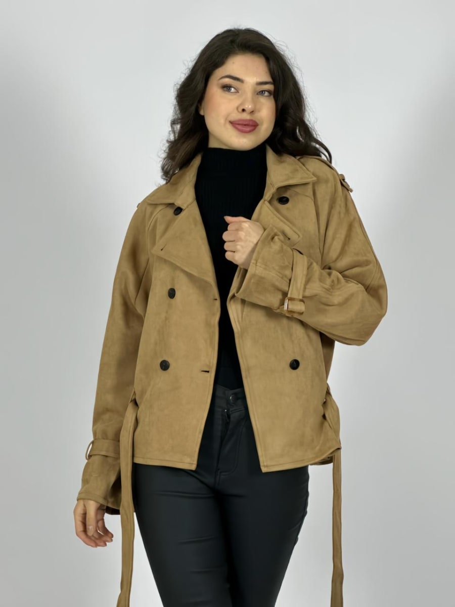 Chaqueta Gamuza 4 Botones con Cinturon A1-356
