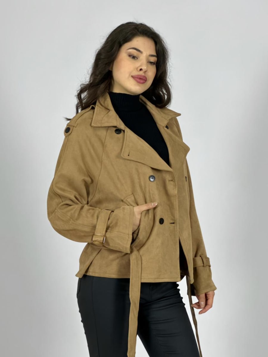 Chaqueta Gamuza 4 Botones con Cinturon A1-358
