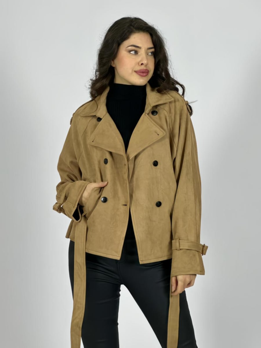 Chaqueta Gamuza 4 Botones con Cinturon A1-357
