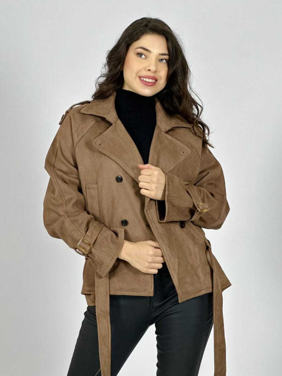 Chaqueta Gamuza 4 Botones con Cinturon A1-351
