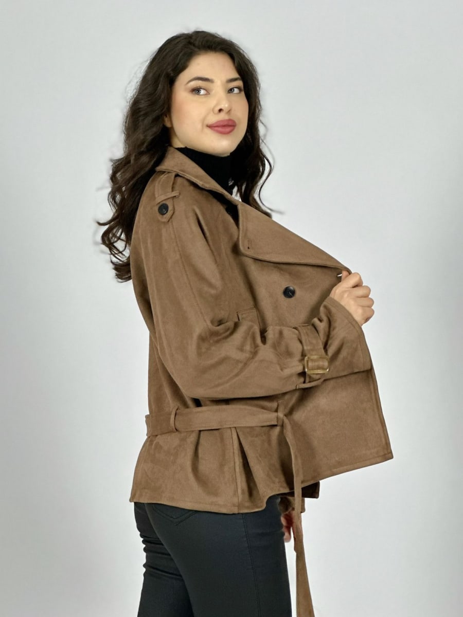 Chaqueta Gamuza 4 Botones con Cinturon A1-354
