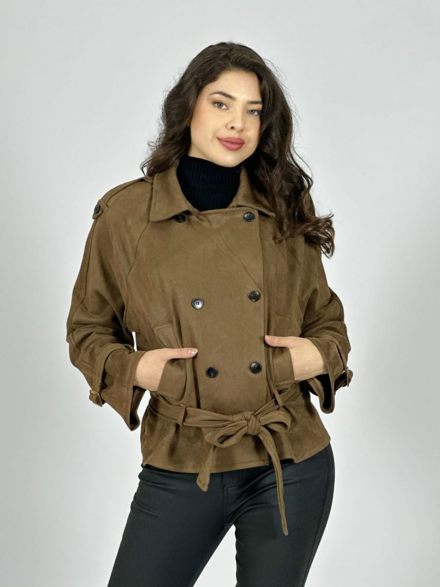 Chaqueta Gamuza 4 Botones con Cinturon A1-353